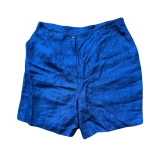 Vintage 90’s Jones New York Linen Blue Flat Front Shorts